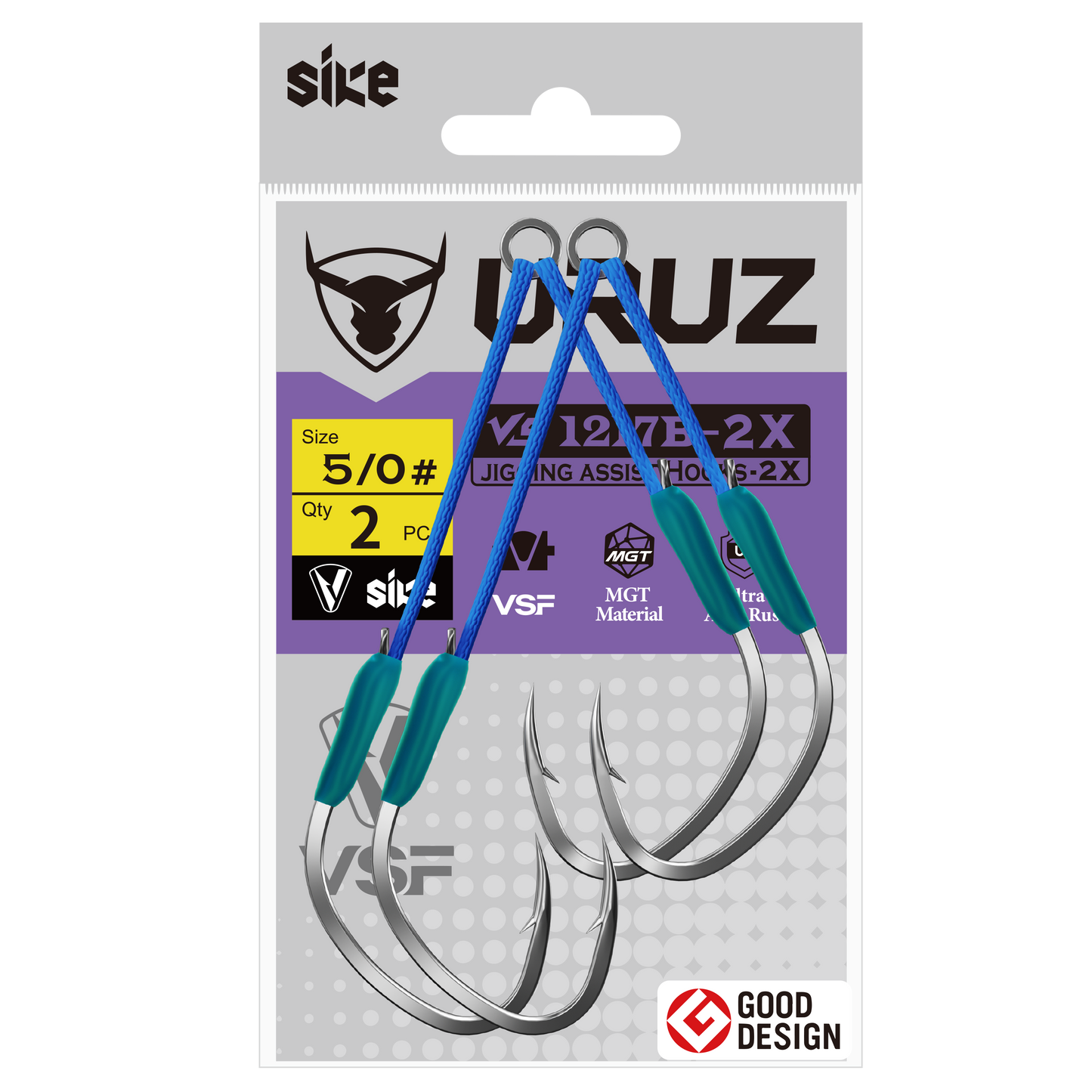 Sike URUZ Twin Offset Assist Hooks VS1217B-2X Super Anti Rust