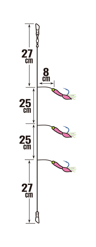 Sasame Pink Shrimp 3 Hook Rig 2pcs Z-202